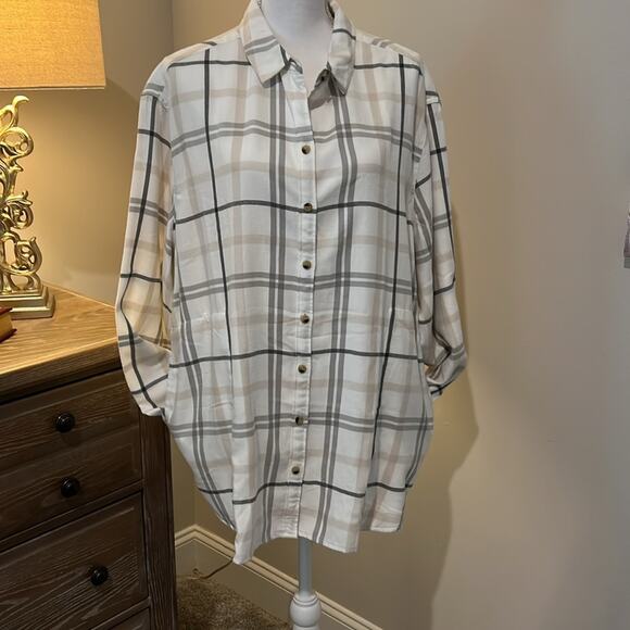 NWT Jachs Girlfriend Ladies Flannel Button Plaid Shirt Size XXL 2X Plus Size‎ - Picture 9 of 16